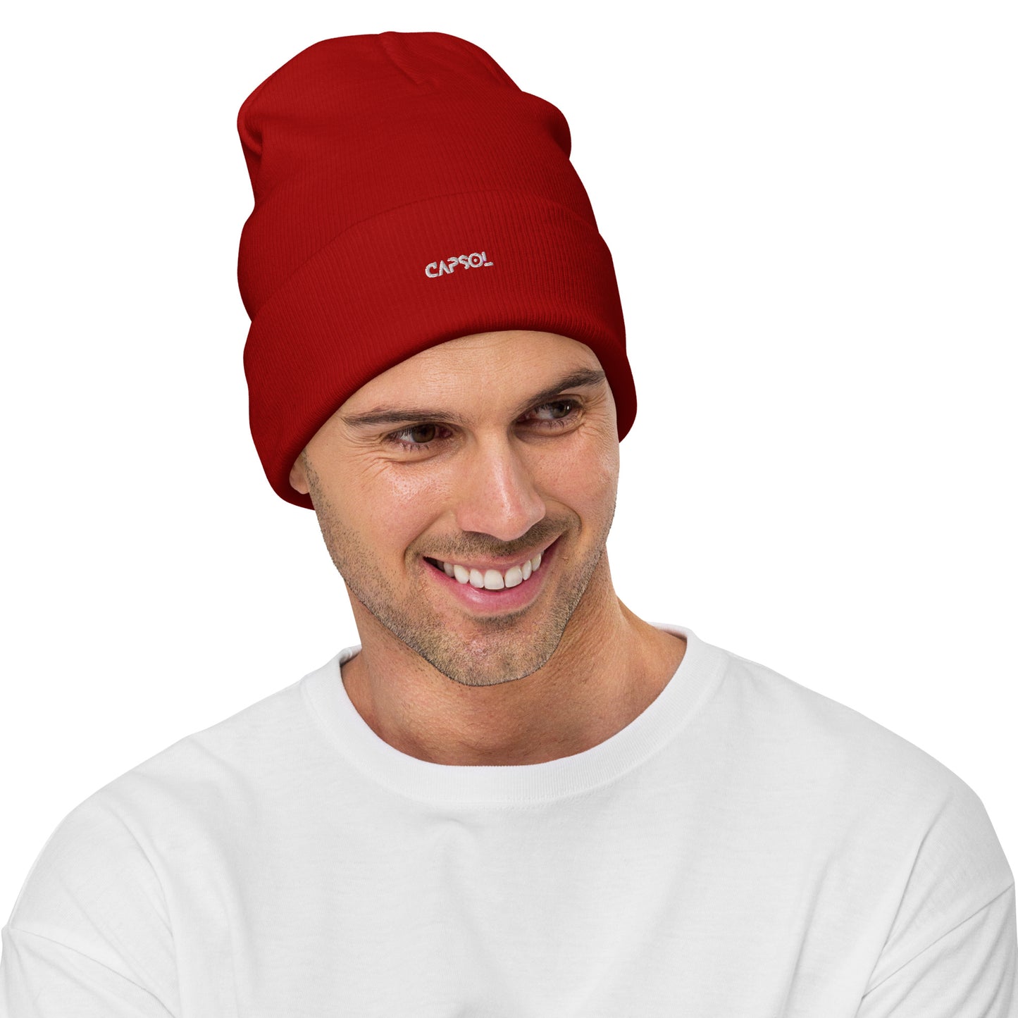 CapSol - white thread - Embroidered Knit Beanie