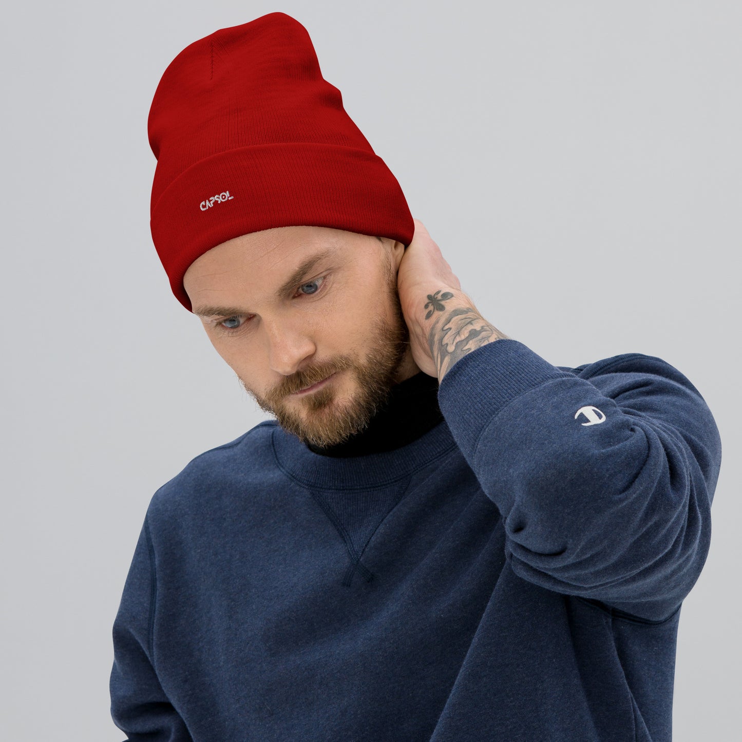 CapSol - white thread - Embroidered Knit Beanie