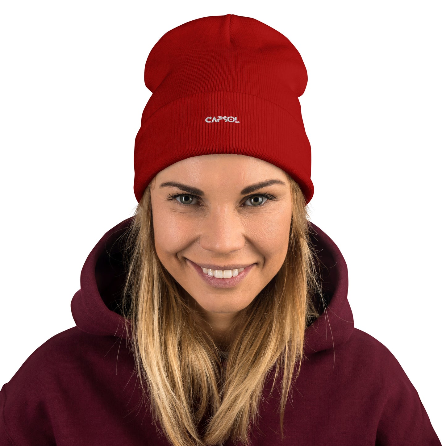 CapSol - white thread - Embroidered Knit Beanie