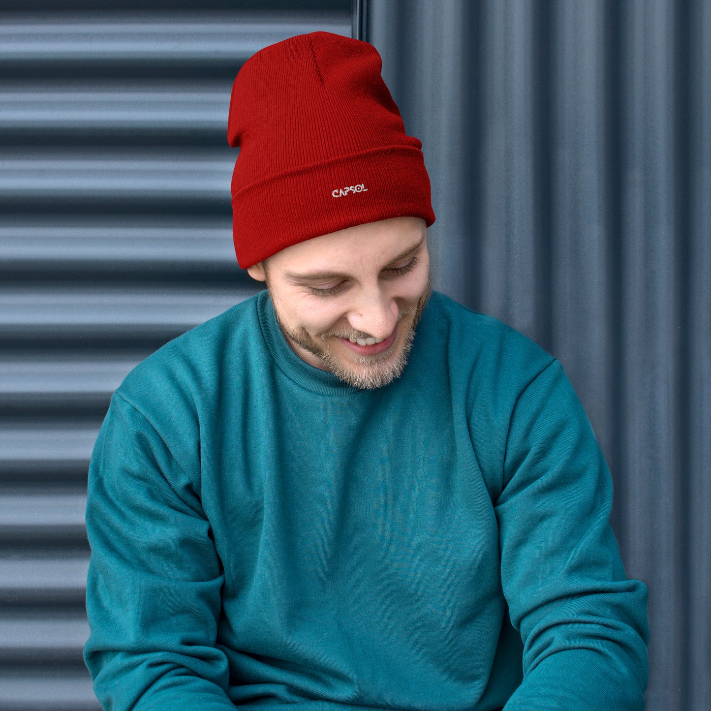 CapSol - white thread - Embroidered Knit Beanie