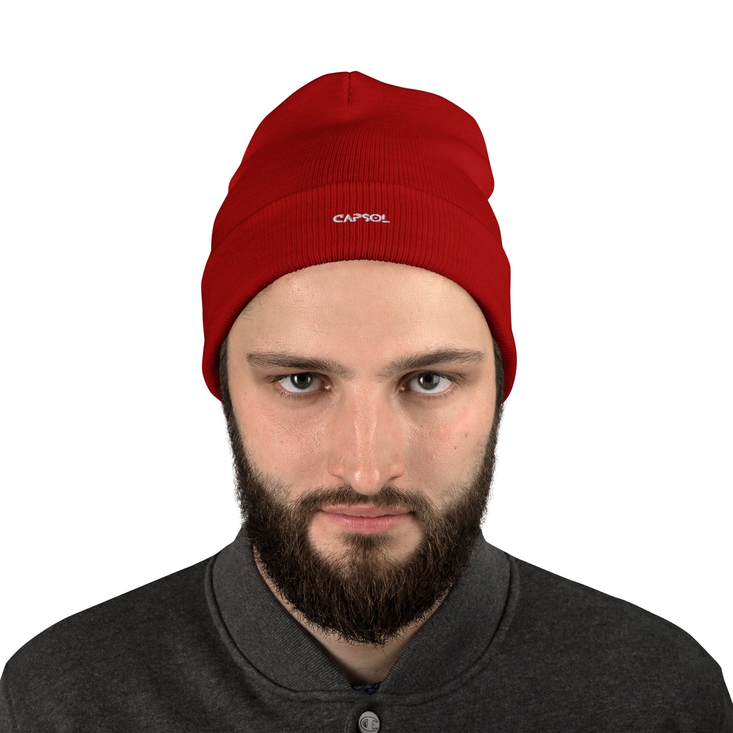 CapSol - white thread - Embroidered Knit Beanie