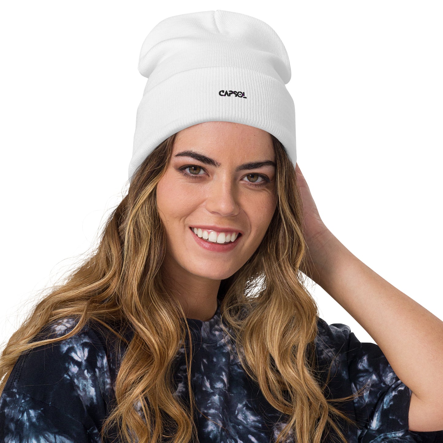 CapSol - black thread - Embroidered Knit Beanie