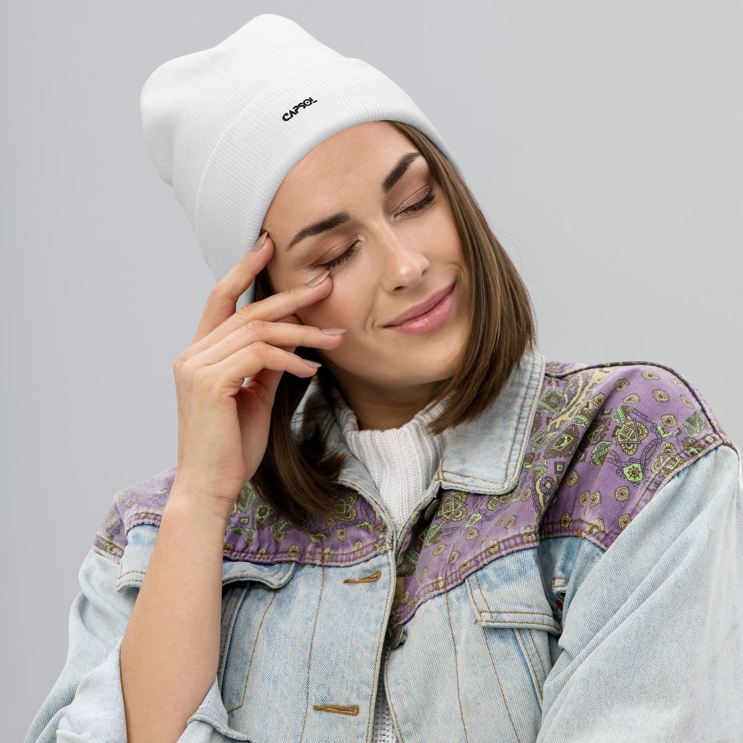 CapSol - black thread - Embroidered Knit Beanie