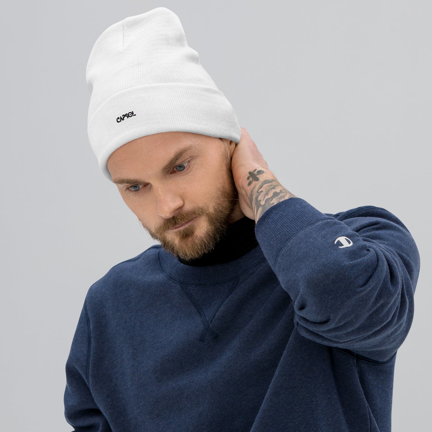 CapSol - black thread - Embroidered Knit Beanie