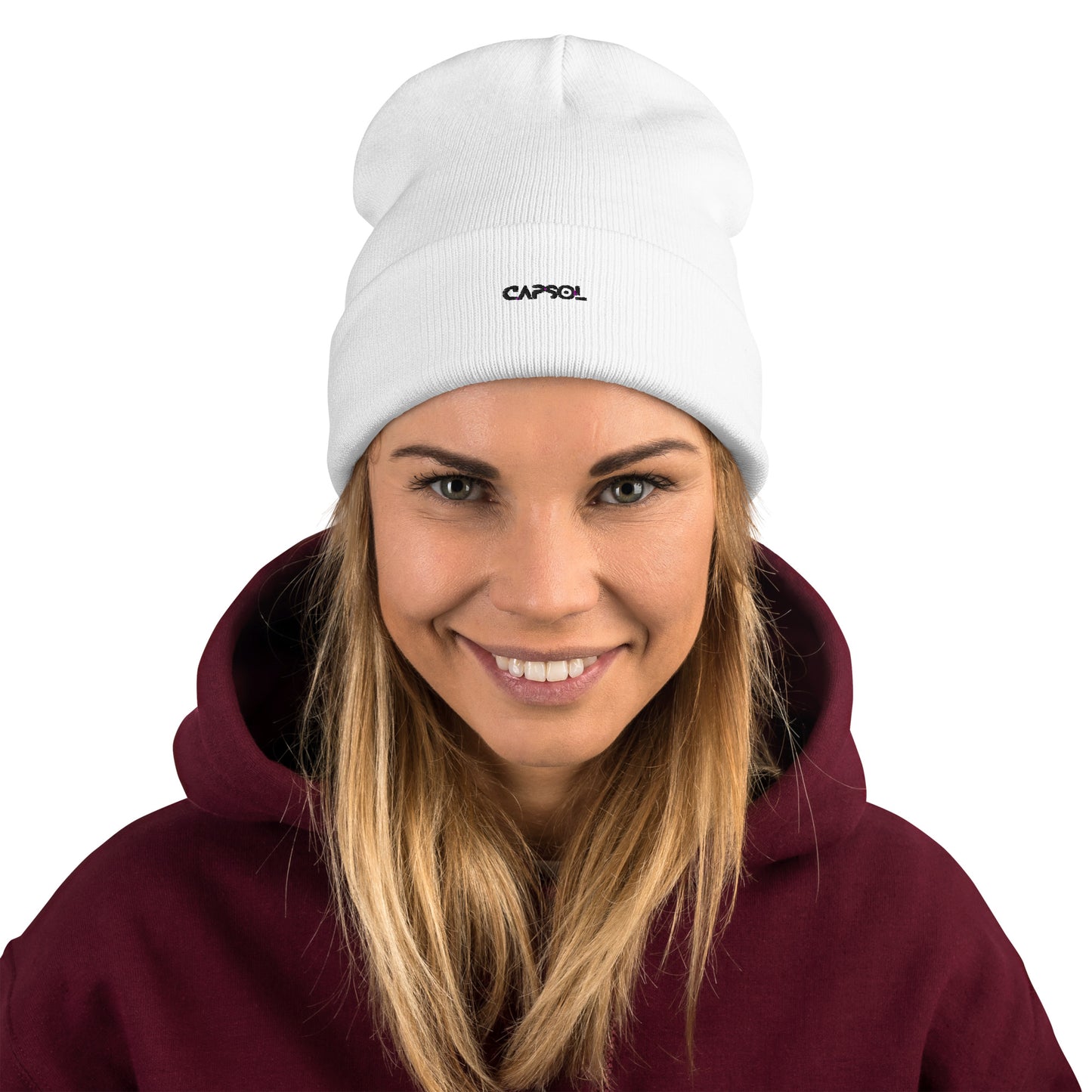 CapSol - black thread - Embroidered Knit Beanie