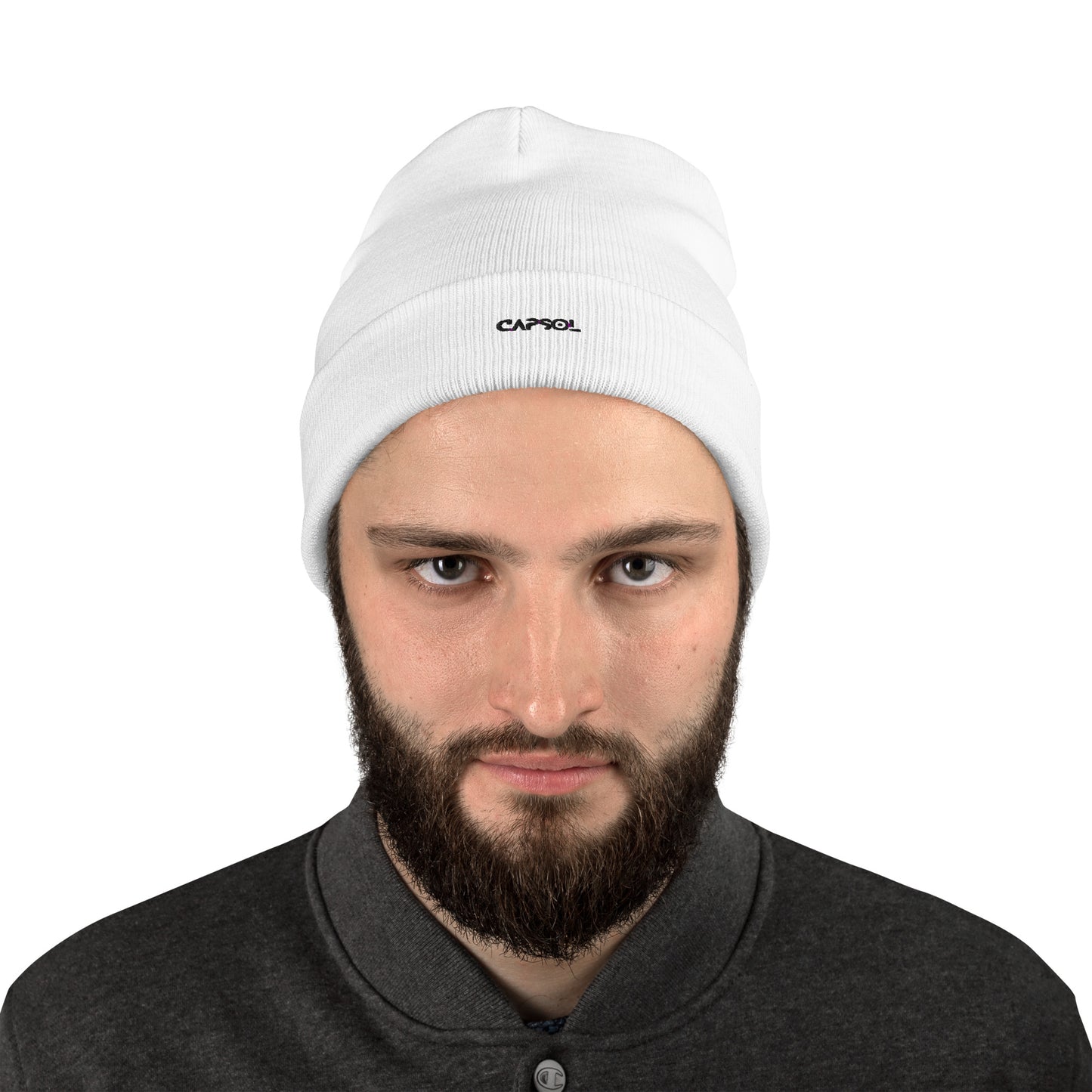 CapSol - black thread - Embroidered Knit Beanie