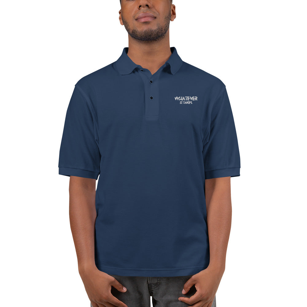 Whatever it takes (front) - white thread - Men's Premium Polo - PORT AUTHORITY