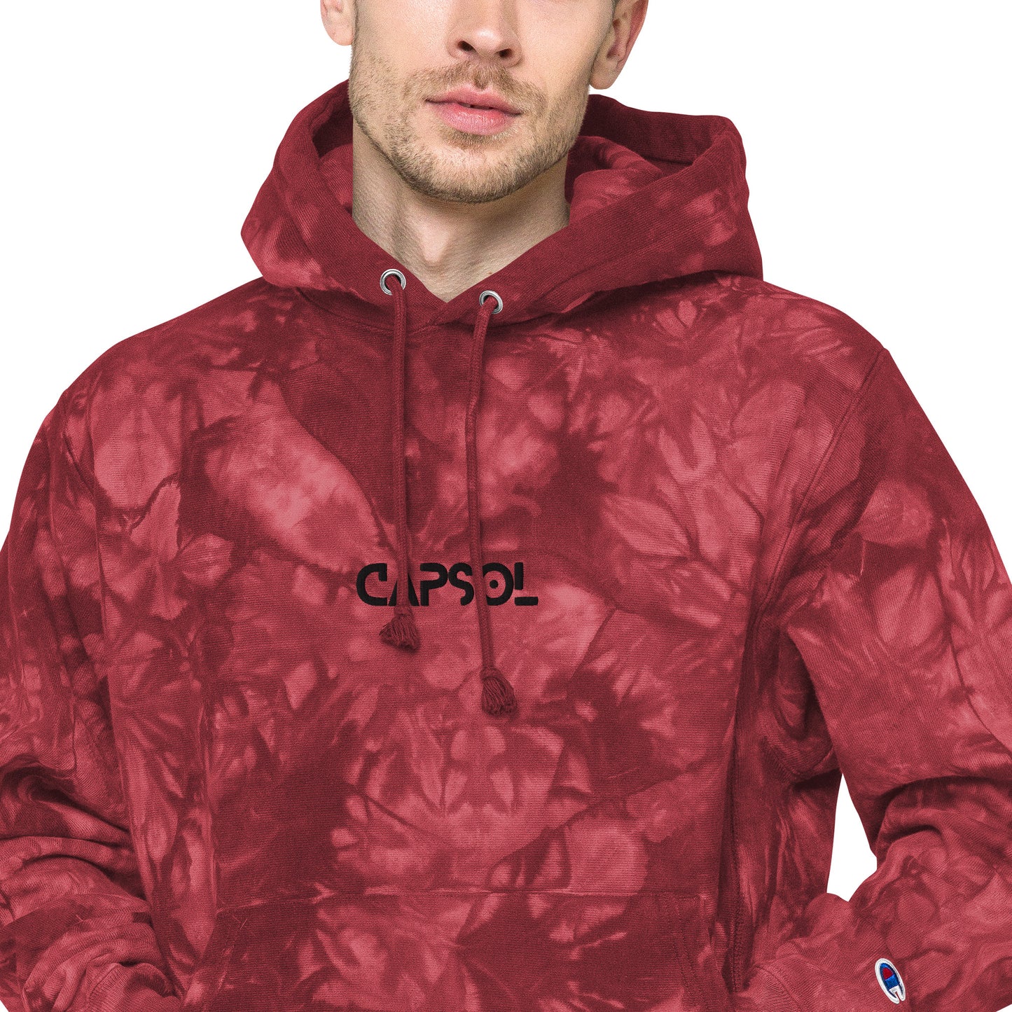 CapSol (front) - black thread - CHAMPION tie-dye hoodie