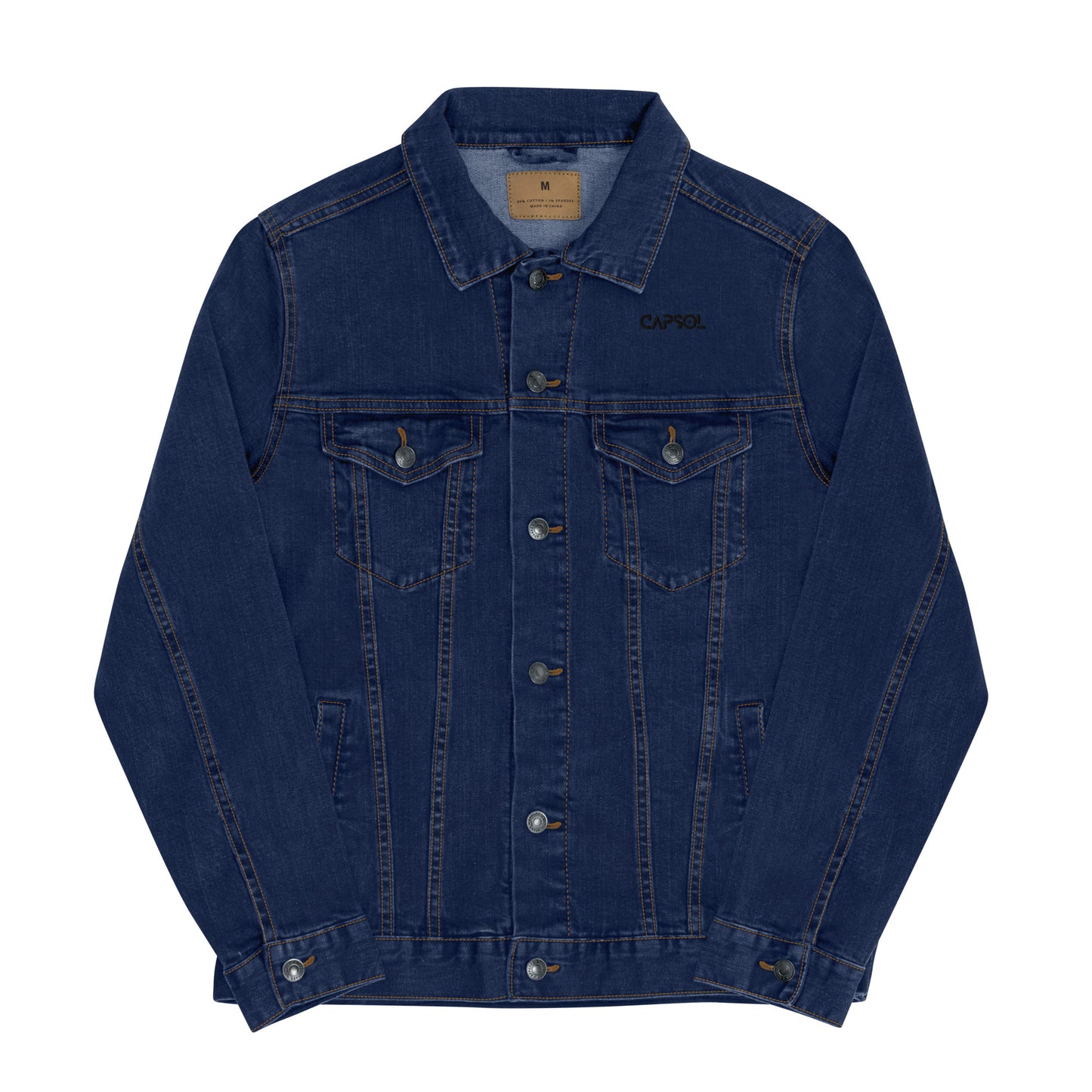 CapSol (front) / Whatever it takes (back) - black thread - Unisex denim jacket