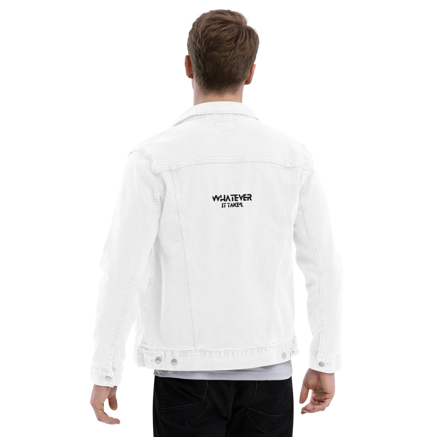 CapSol (front) / Whatever it takes (back) - black thread - Unisex denim jacket