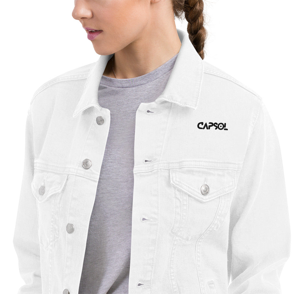 CapSol (front) / Whatever it takes (back) - black thread - Unisex denim jacket