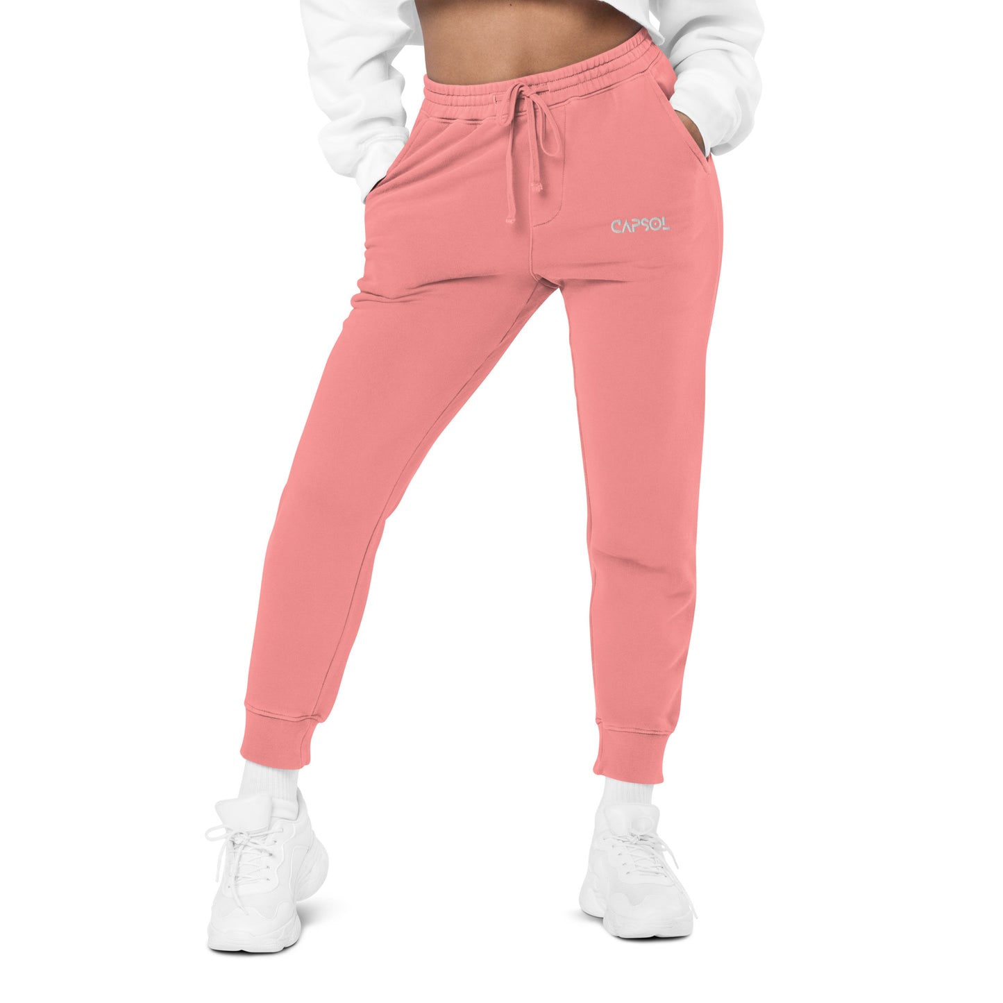 CapSol (front left) - white thread - Unisex pigment-dyed sweatpants INDEPENDENT