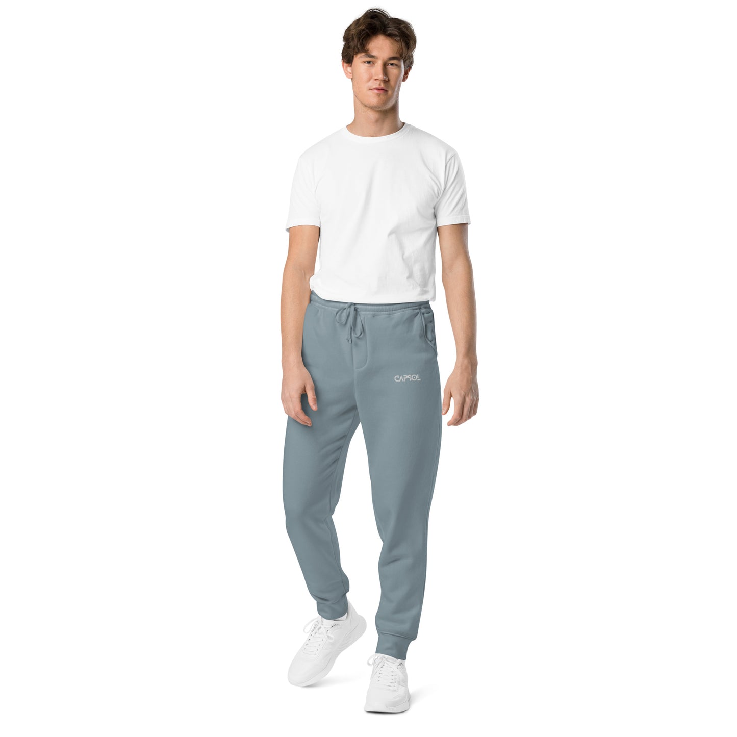 CapSol (front left) - white thread - Unisex pigment-dyed sweatpants INDEPENDENT