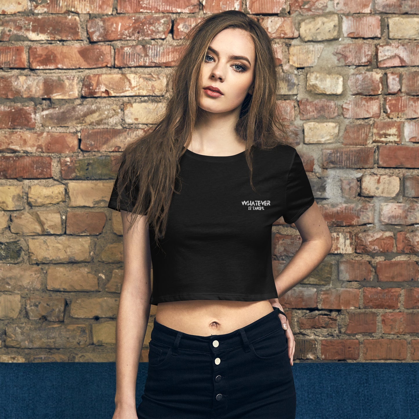 Whatever it takes (front left) - white thread - Women’s Crop Tee