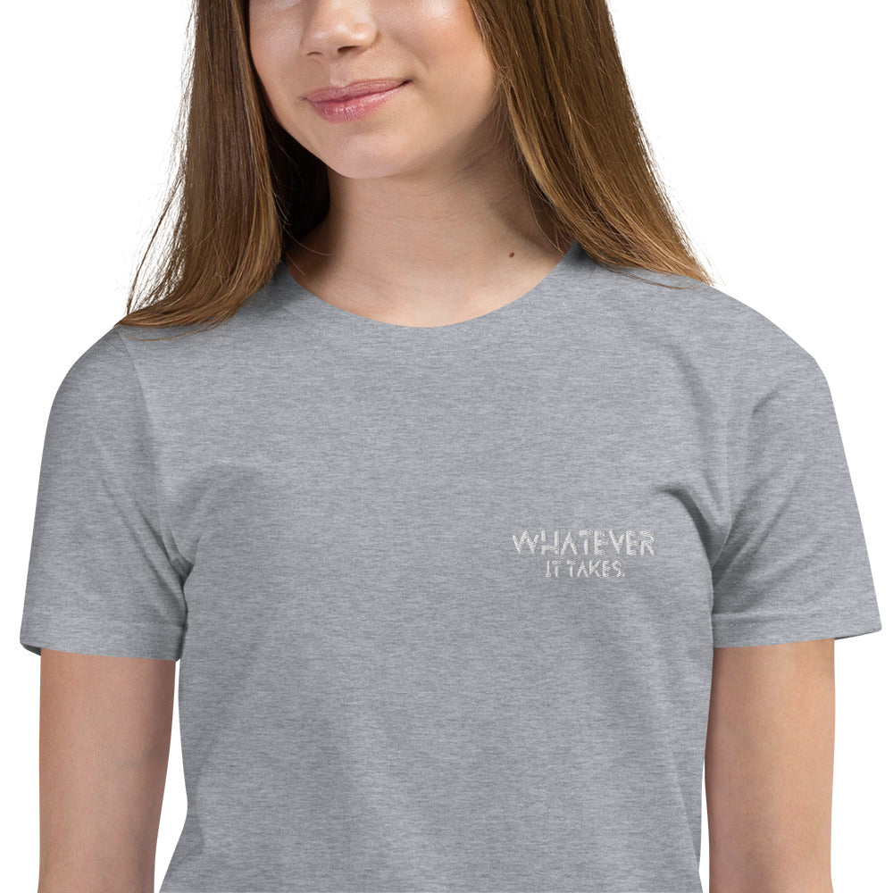 Whatever it takes (front) - white thread - Youth Short Sleeve T-Shirt