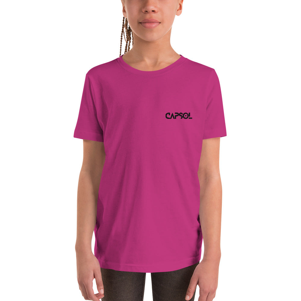 CapSol (front left) - black thread - Youth Short Sleeve T-Shirt
