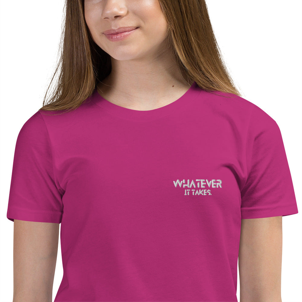 Whatever it takes (front) - white thread - Youth Short Sleeve T-Shirt