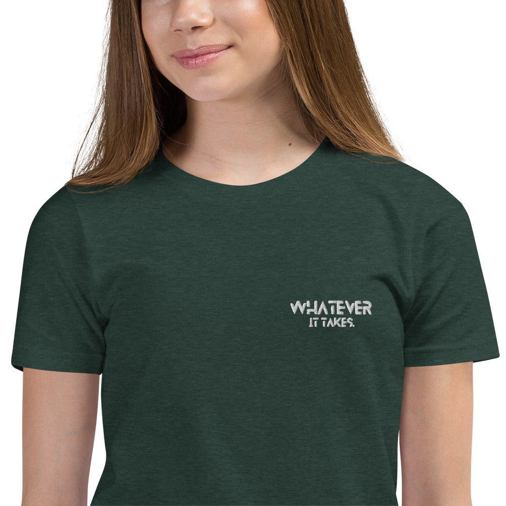 Whatever it takes (front) - white thread - Youth Short Sleeve T-Shirt