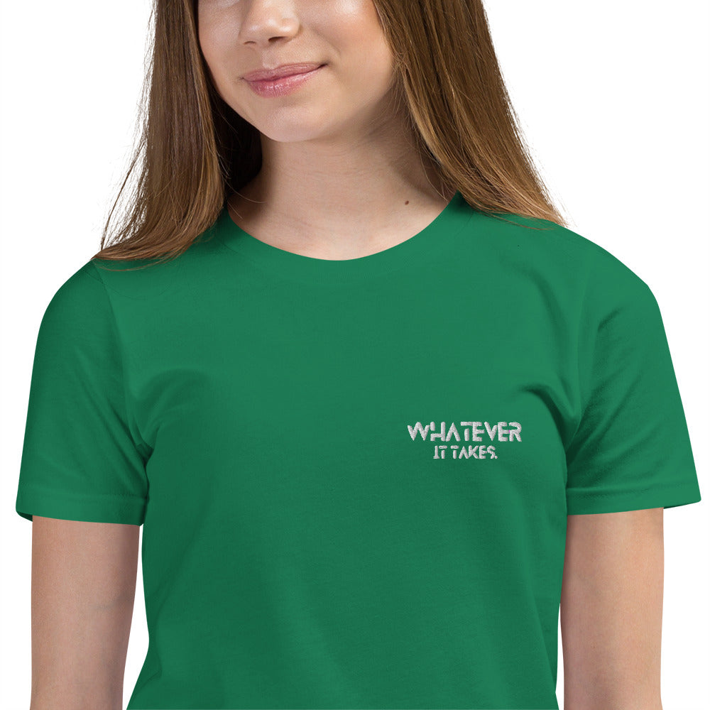 Whatever it takes (front) - white thread - Youth Short Sleeve T-Shirt