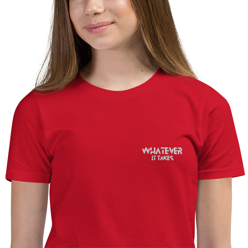Whatever it takes (front) - white thread - Youth Short Sleeve T-Shirt