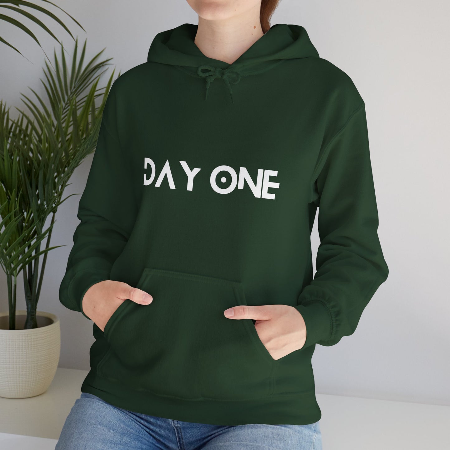 DAY ONE - white text - Hooded Sweatshirt
