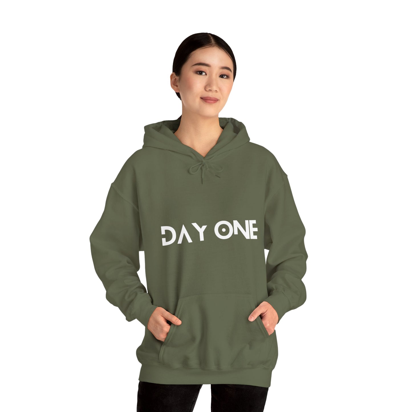 DAY ONE - white text - Hooded Sweatshirt
