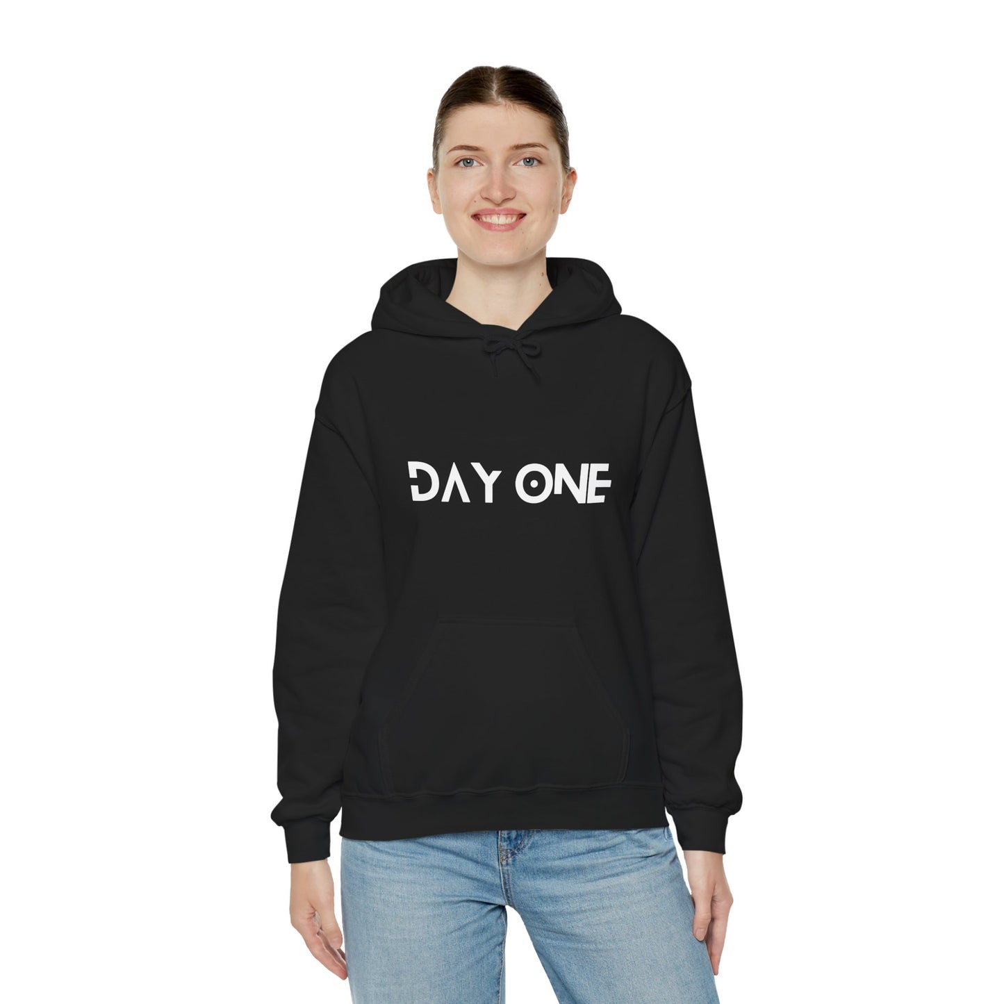 DAY ONE - white text - Hooded Sweatshirt