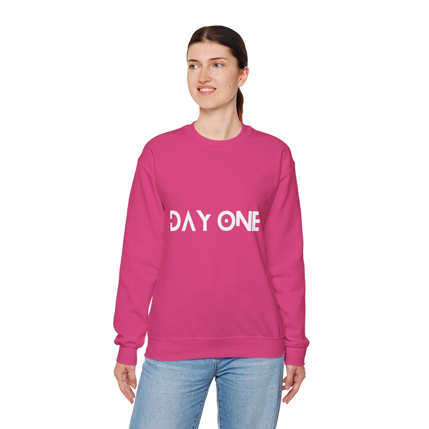 DAY ONE - white text - Crewneck Sweatshirt