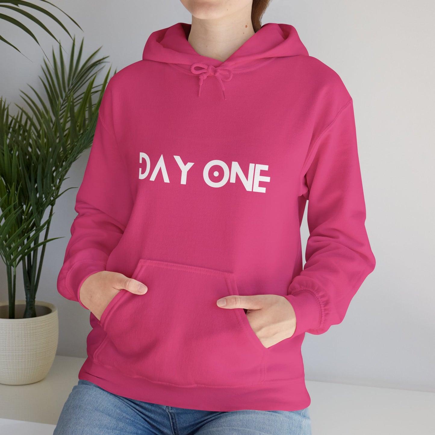 DAY ONE - white text - Hooded Sweatshirt