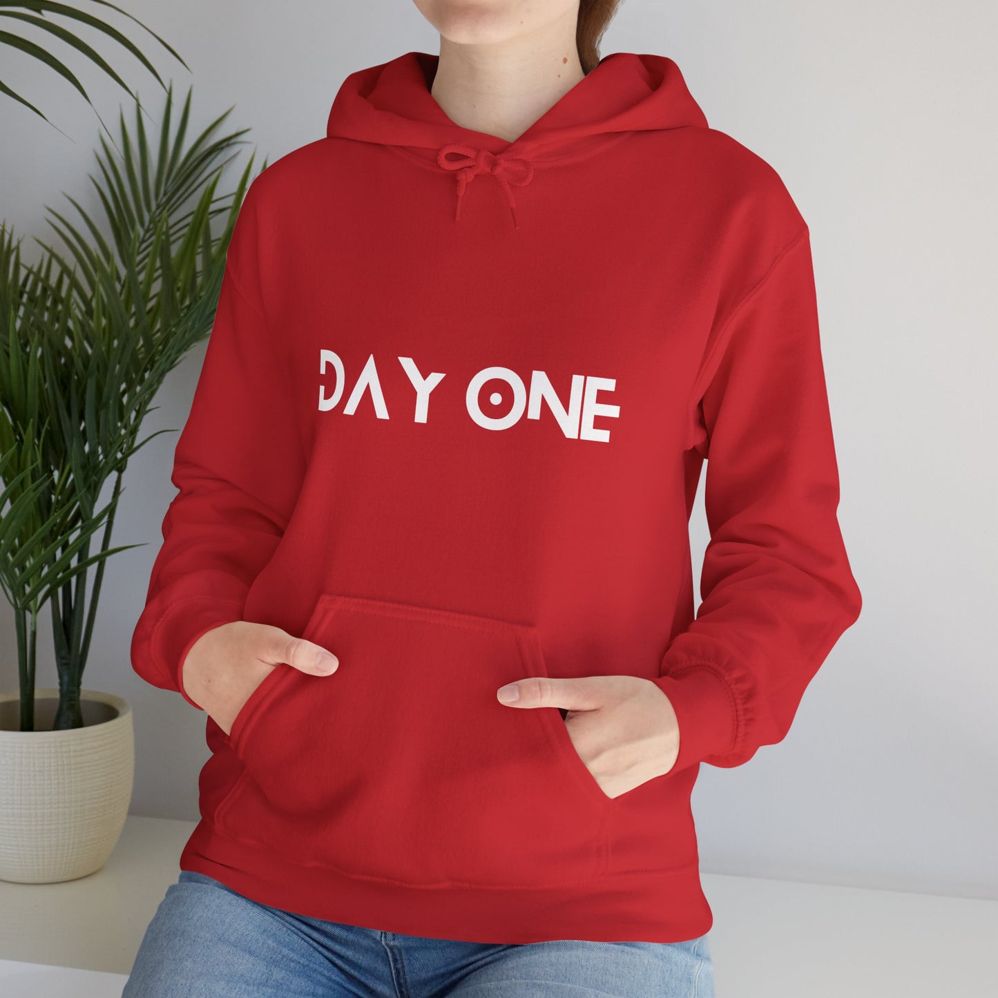 DAY ONE - white text - Hooded Sweatshirt