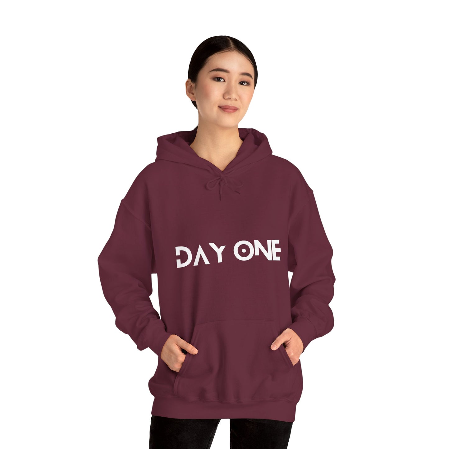 DAY ONE - white text - Hooded Sweatshirt