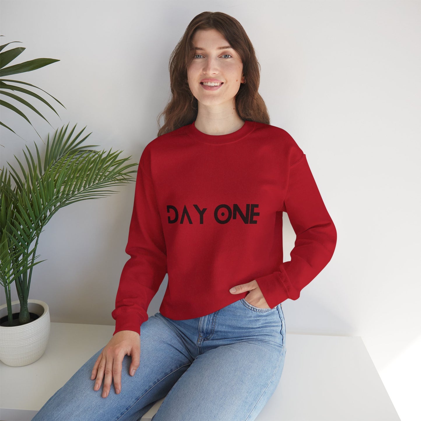 DAY ONE - black text - Crewneck Sweatshirt