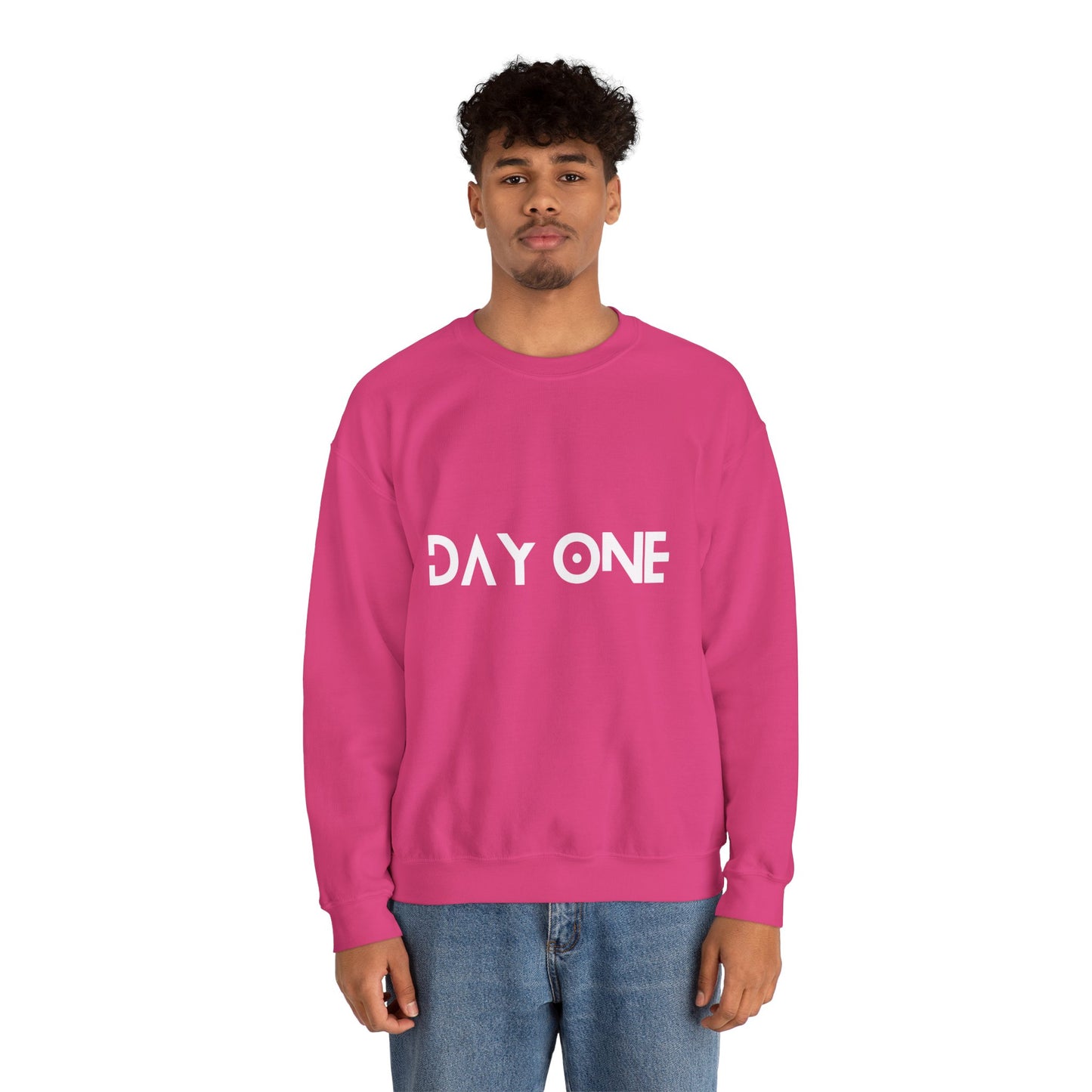 DAY ONE - white text - Crewneck Sweatshirt