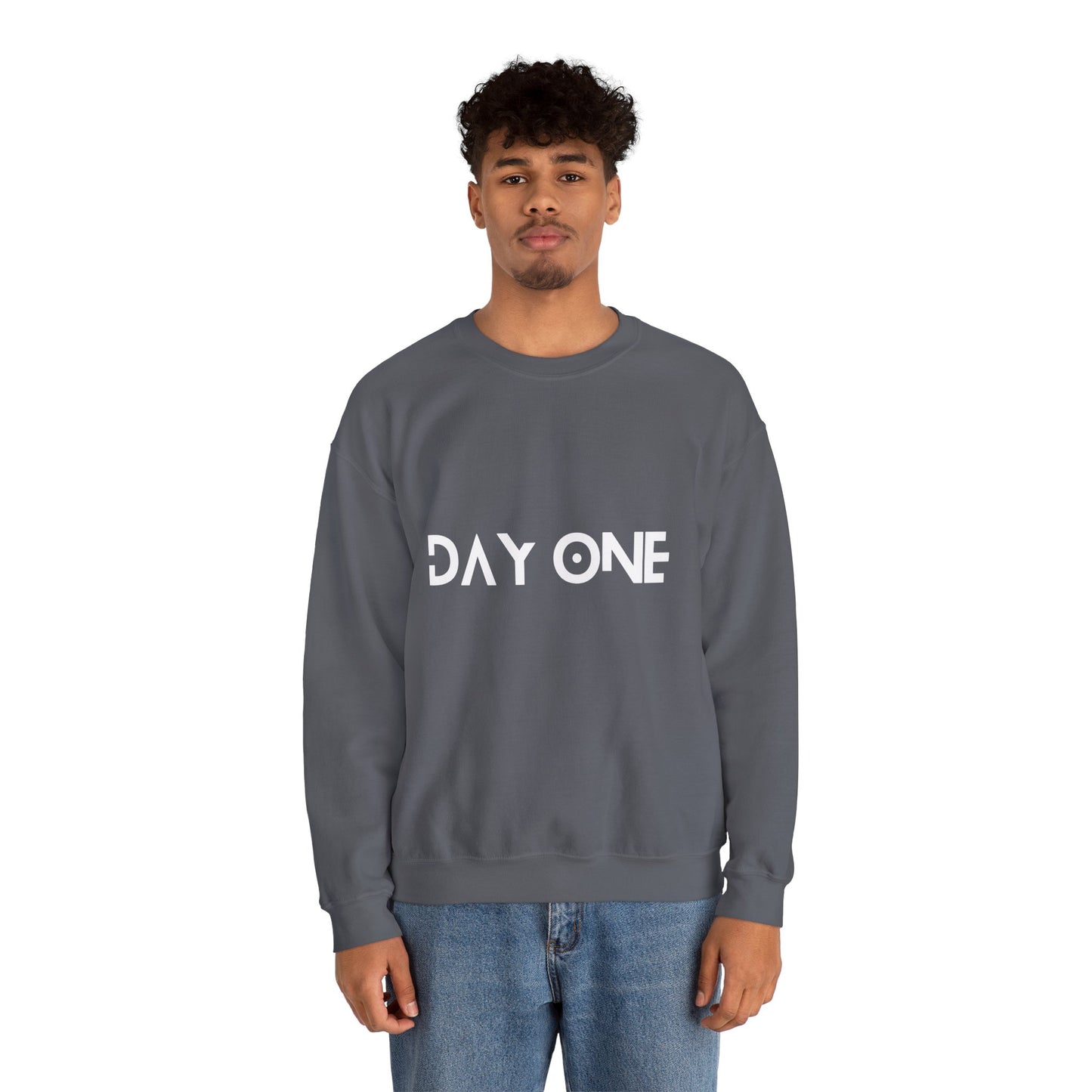 DAY ONE - white text - Crewneck Sweatshirt