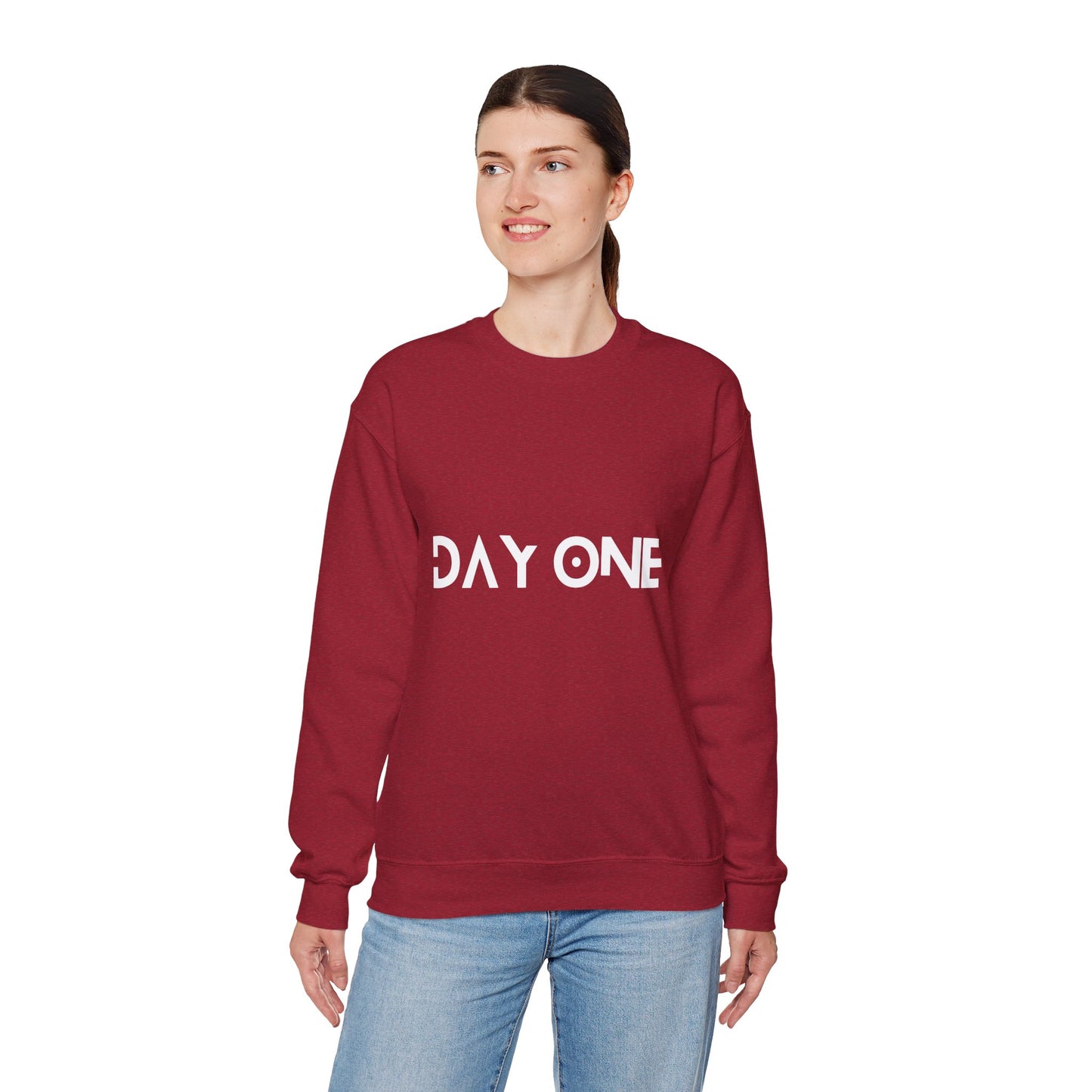 DAY ONE - white text - Crewneck Sweatshirt