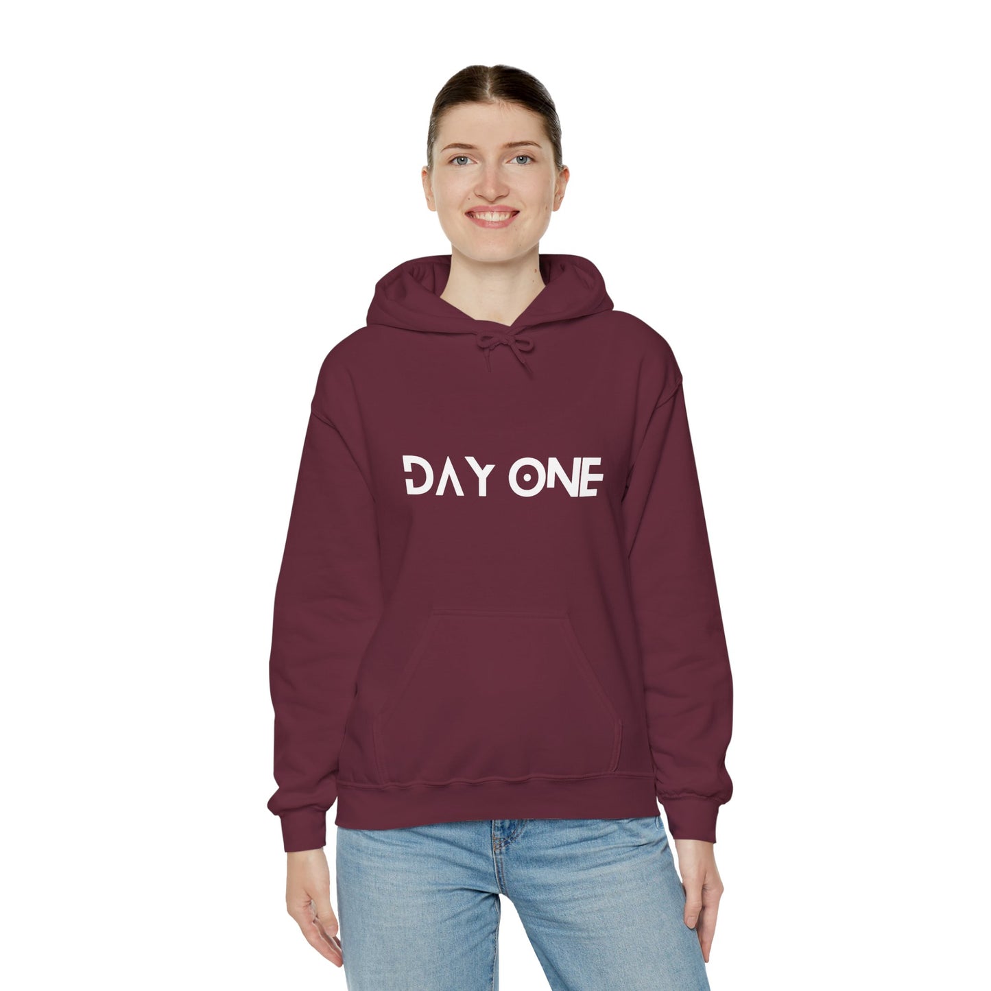 DAY ONE - white text - Hooded Sweatshirt