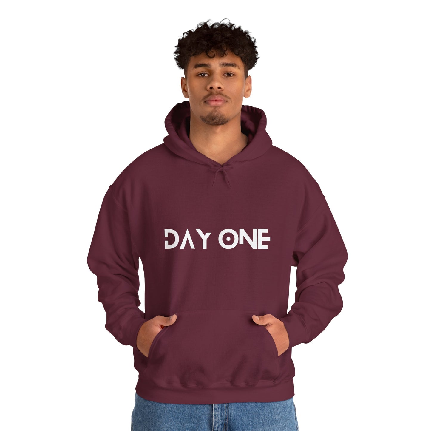 DAY ONE - white text - Hooded Sweatshirt