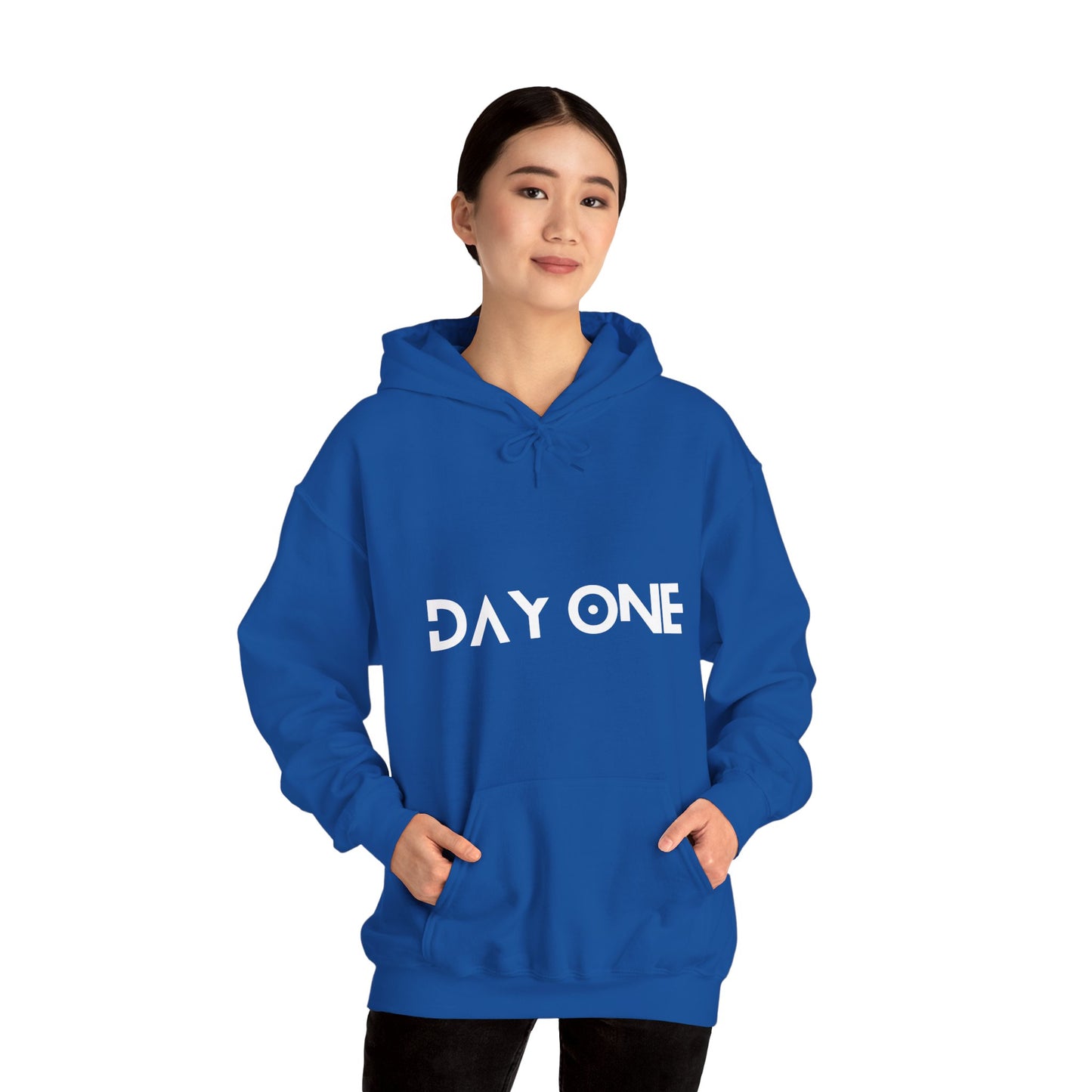 DAY ONE - white text - Hooded Sweatshirt