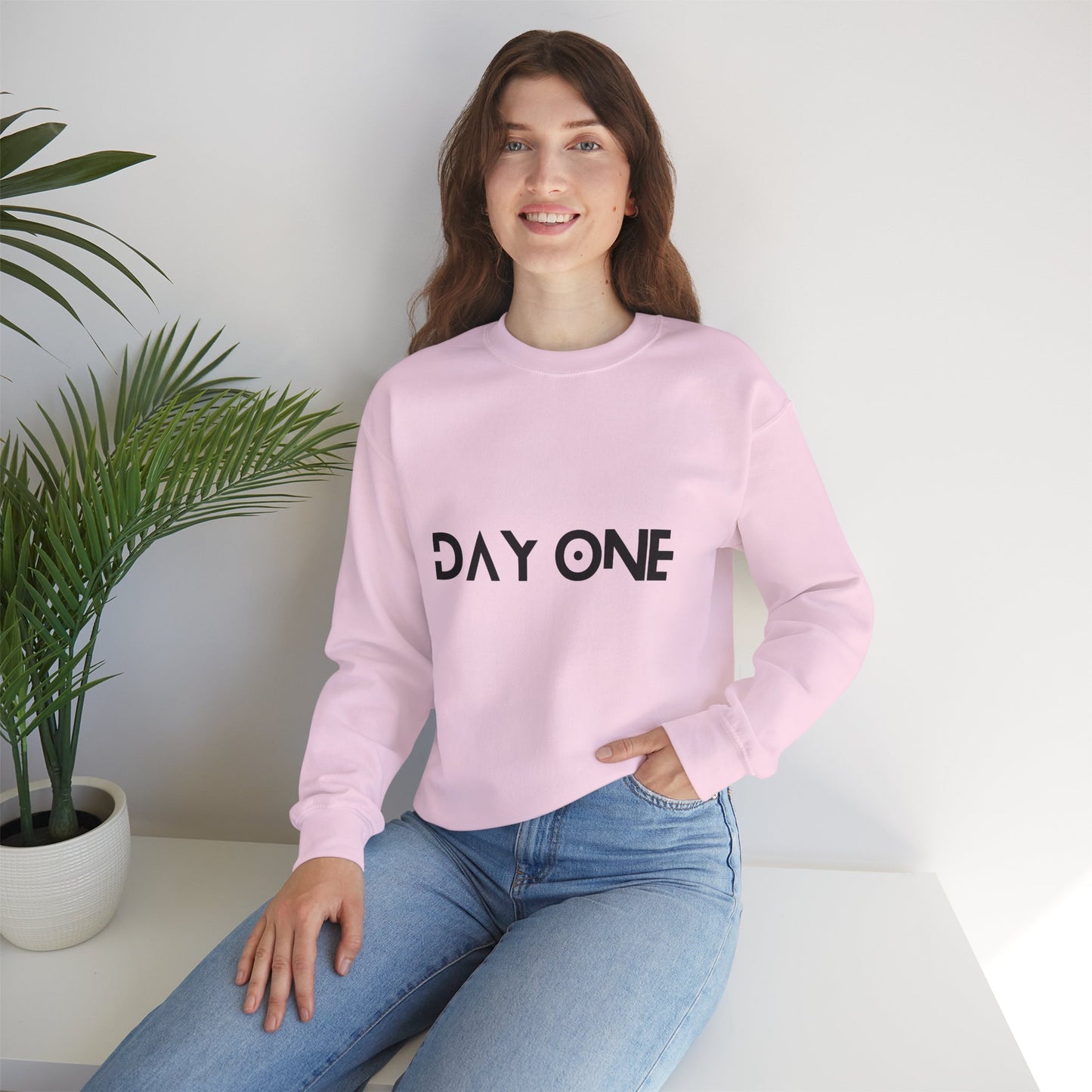 DAY ONE - black text - Crewneck Sweatshirt