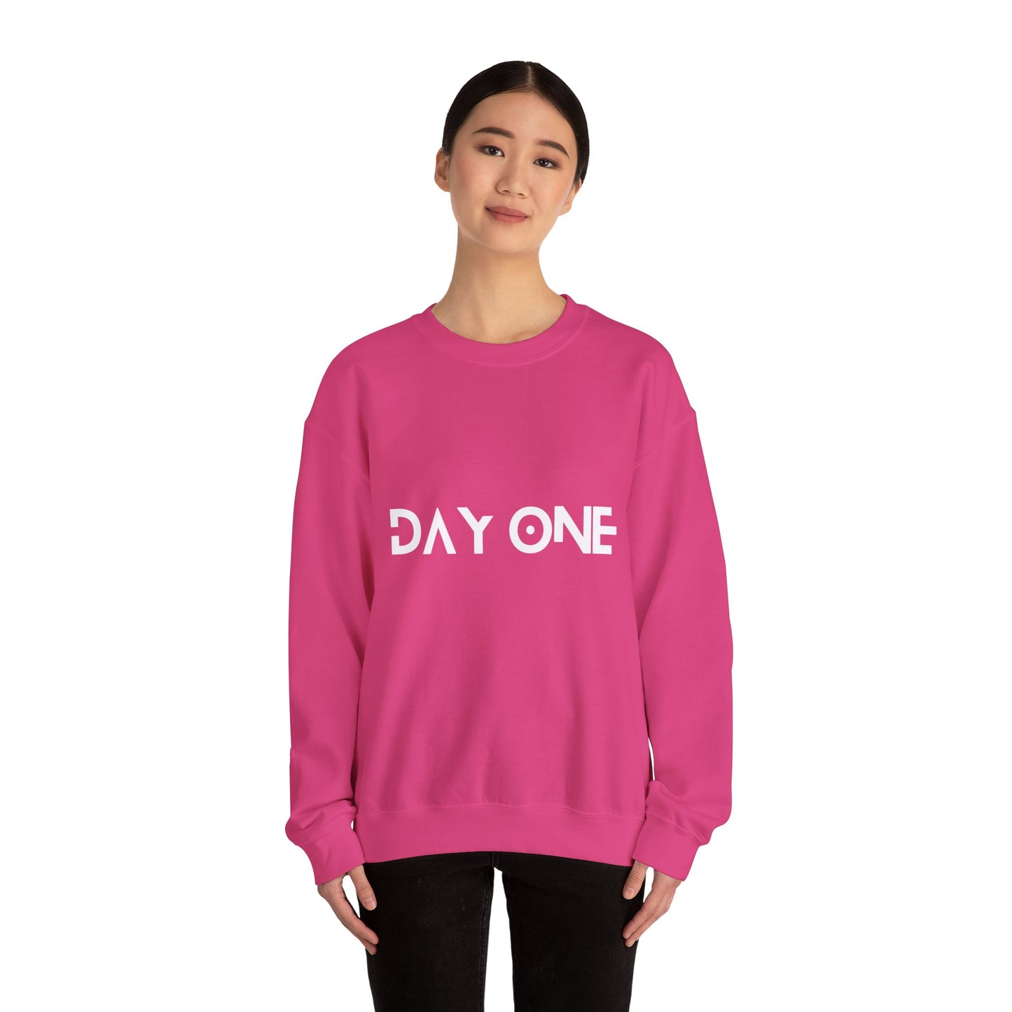 DAY ONE - white text - Crewneck Sweatshirt
