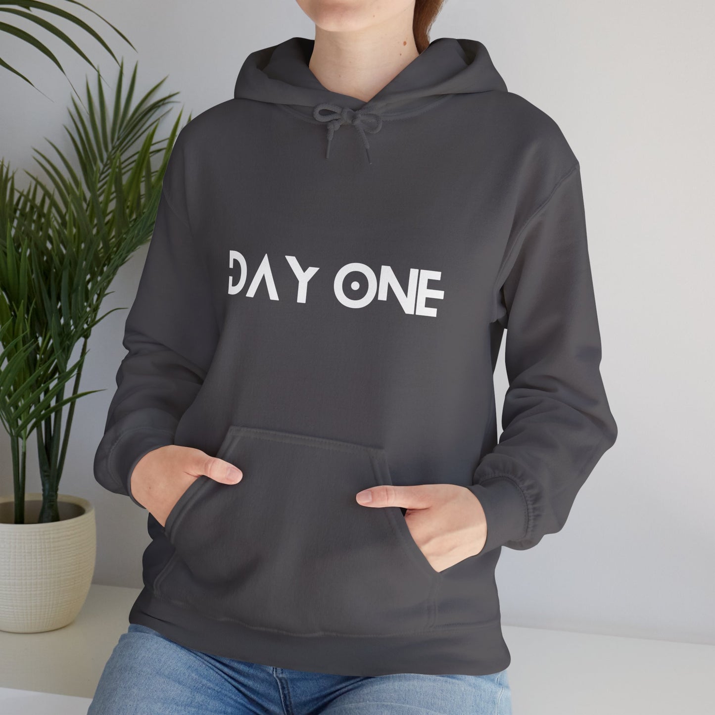 DAY ONE - white text - Hooded Sweatshirt