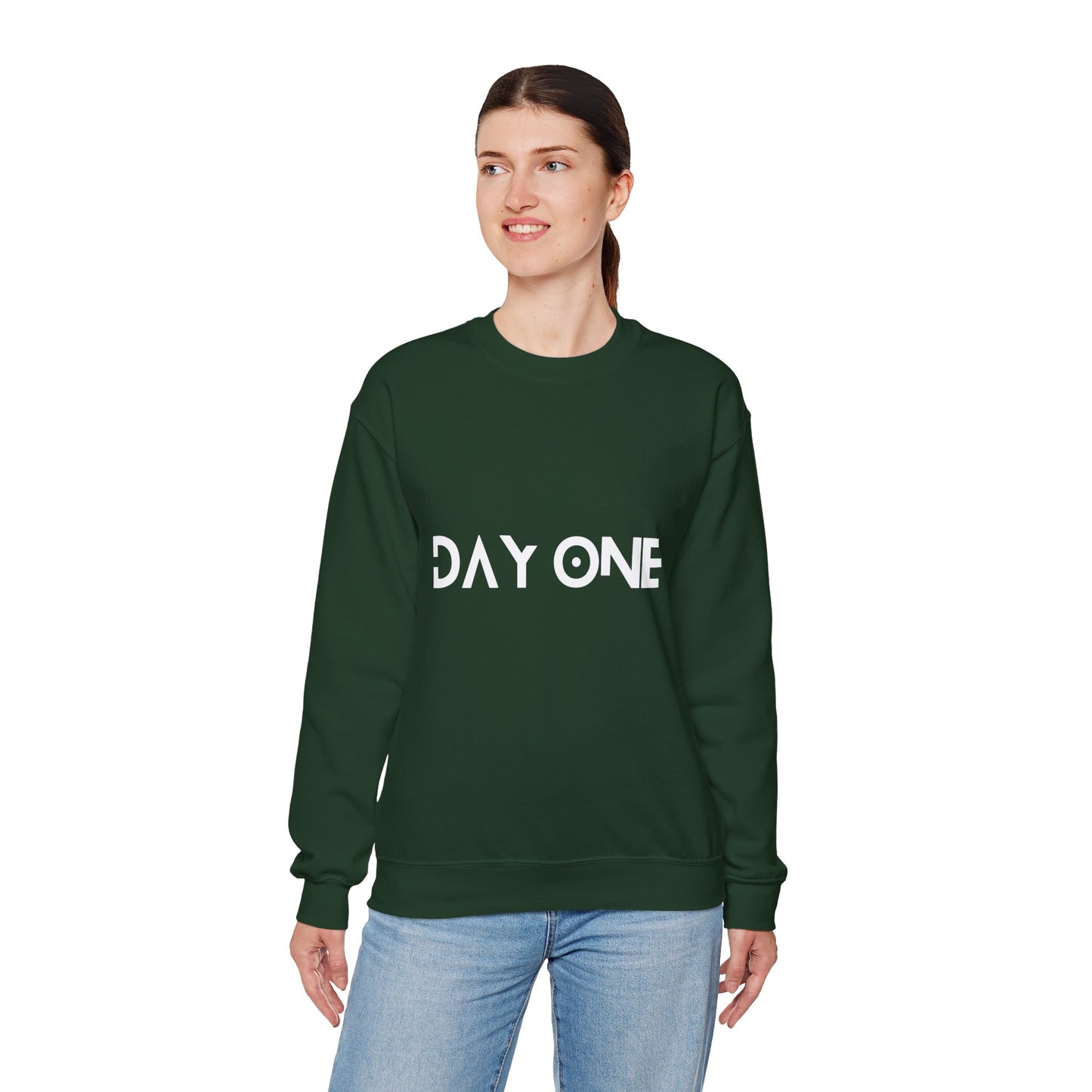DAY ONE - white text - Crewneck Sweatshirt