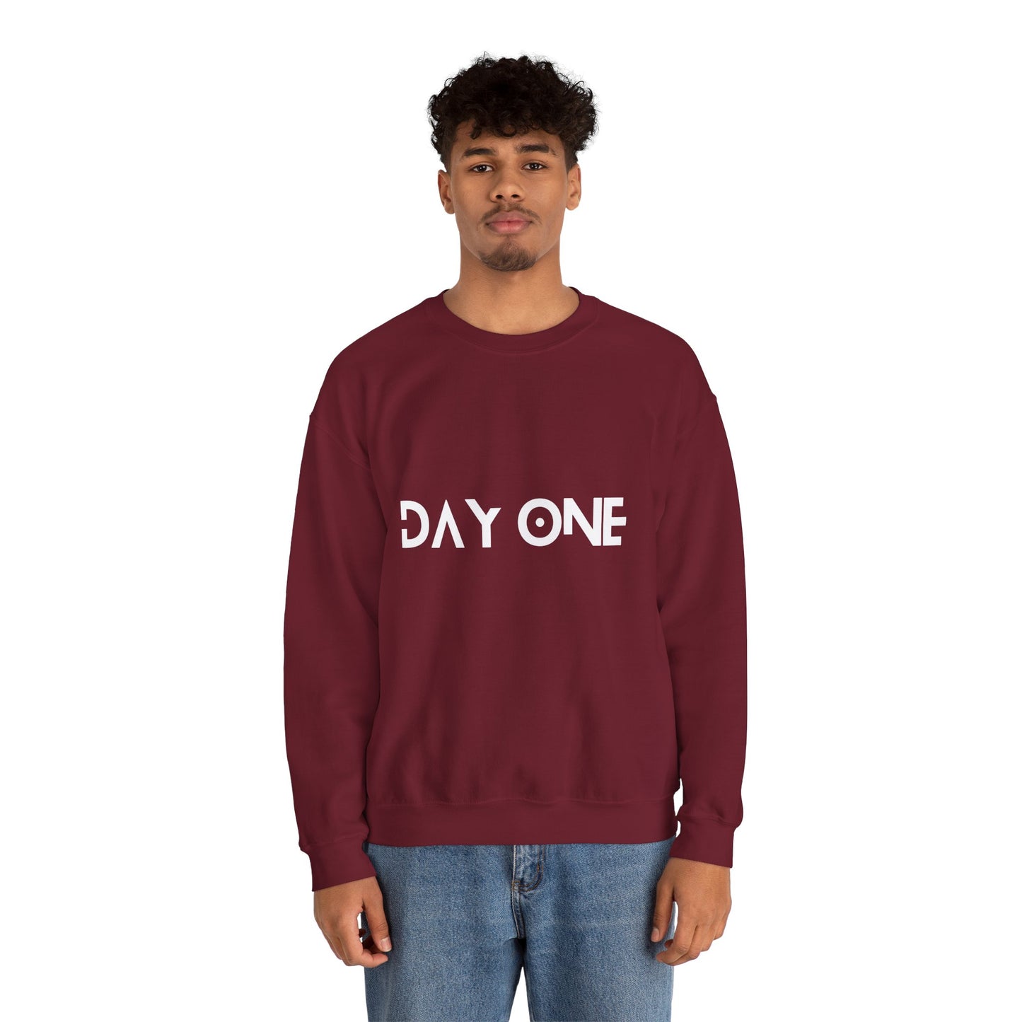 DAY ONE - white text - Crewneck Sweatshirt
