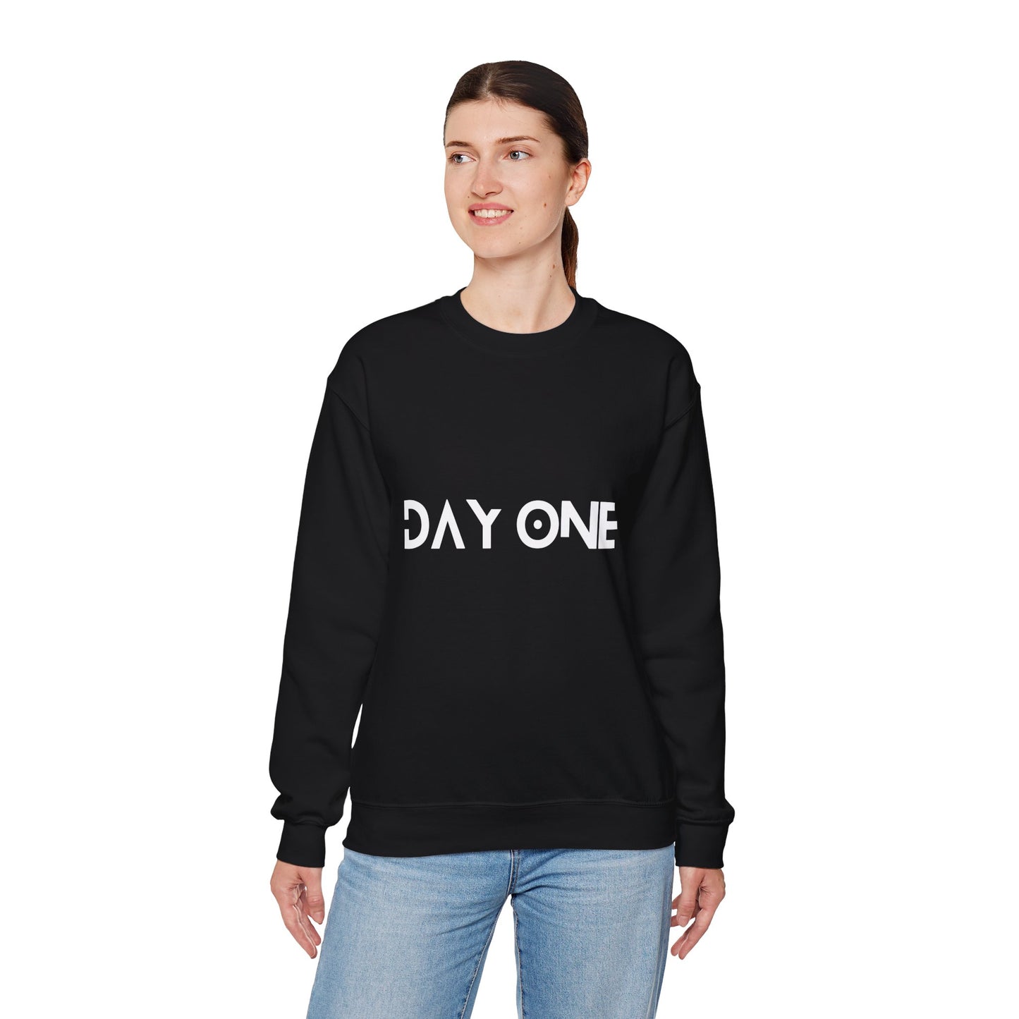 DAY ONE - white text - Crewneck Sweatshirt
