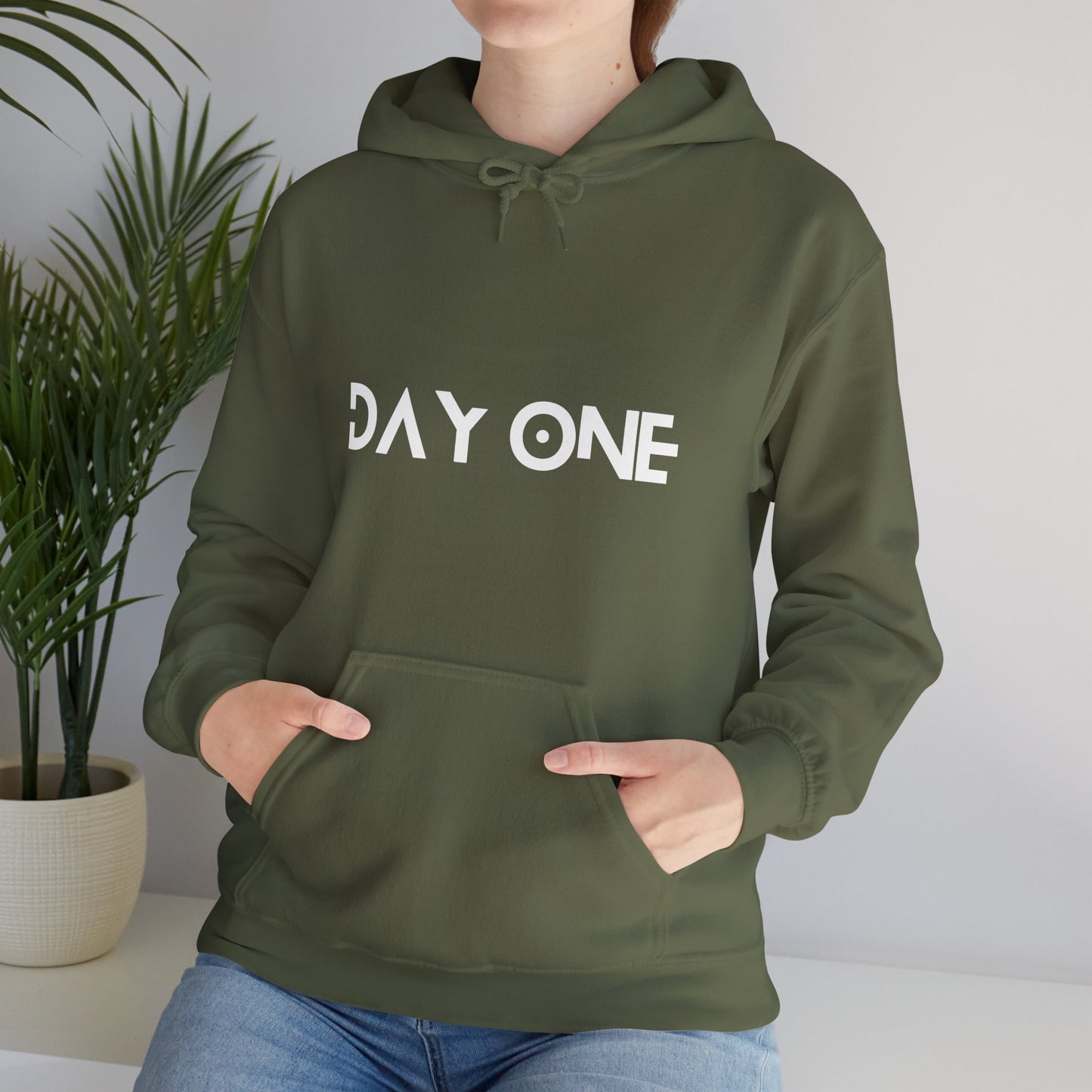 DAY ONE - white text - Hooded Sweatshirt