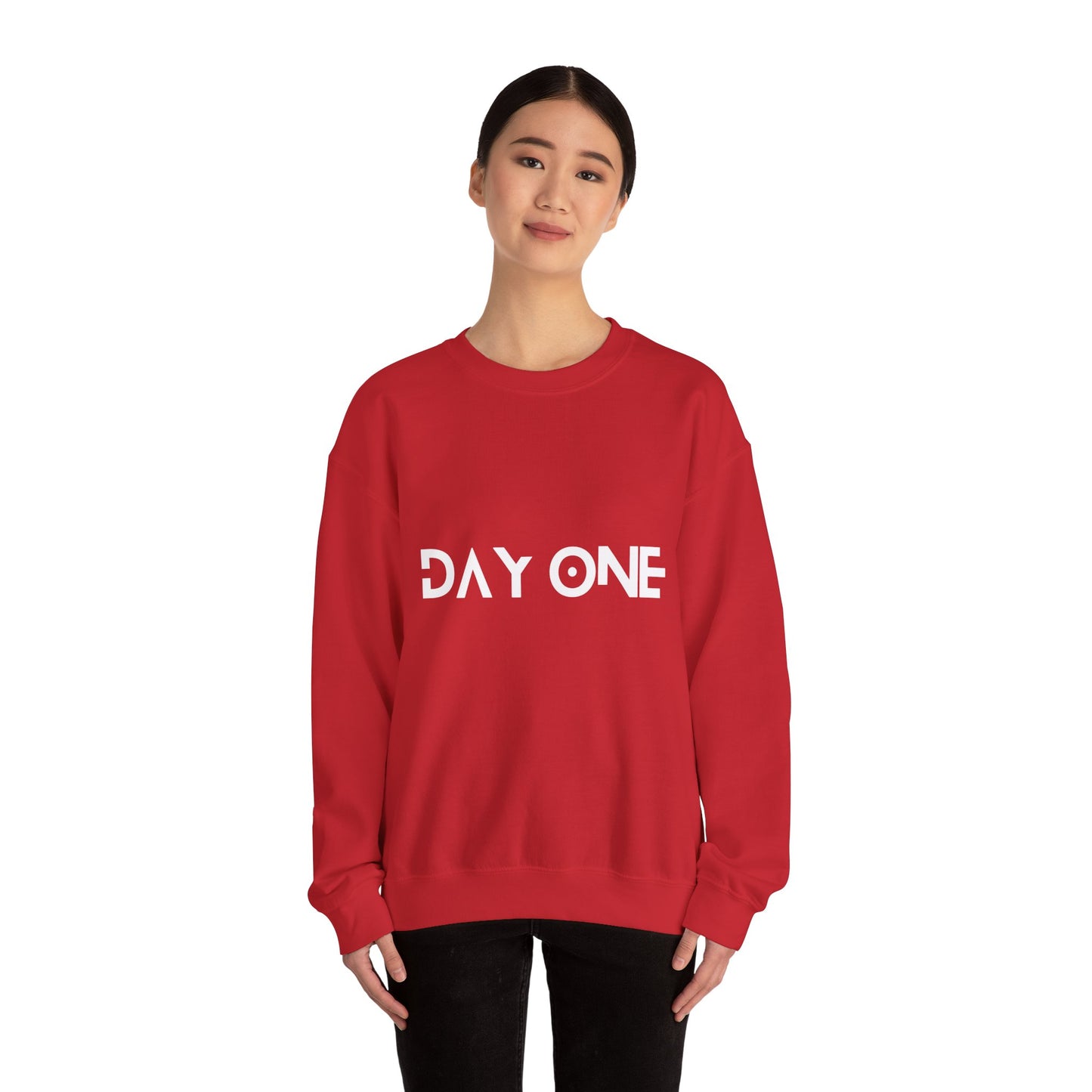 DAY ONE - white text - Crewneck Sweatshirt