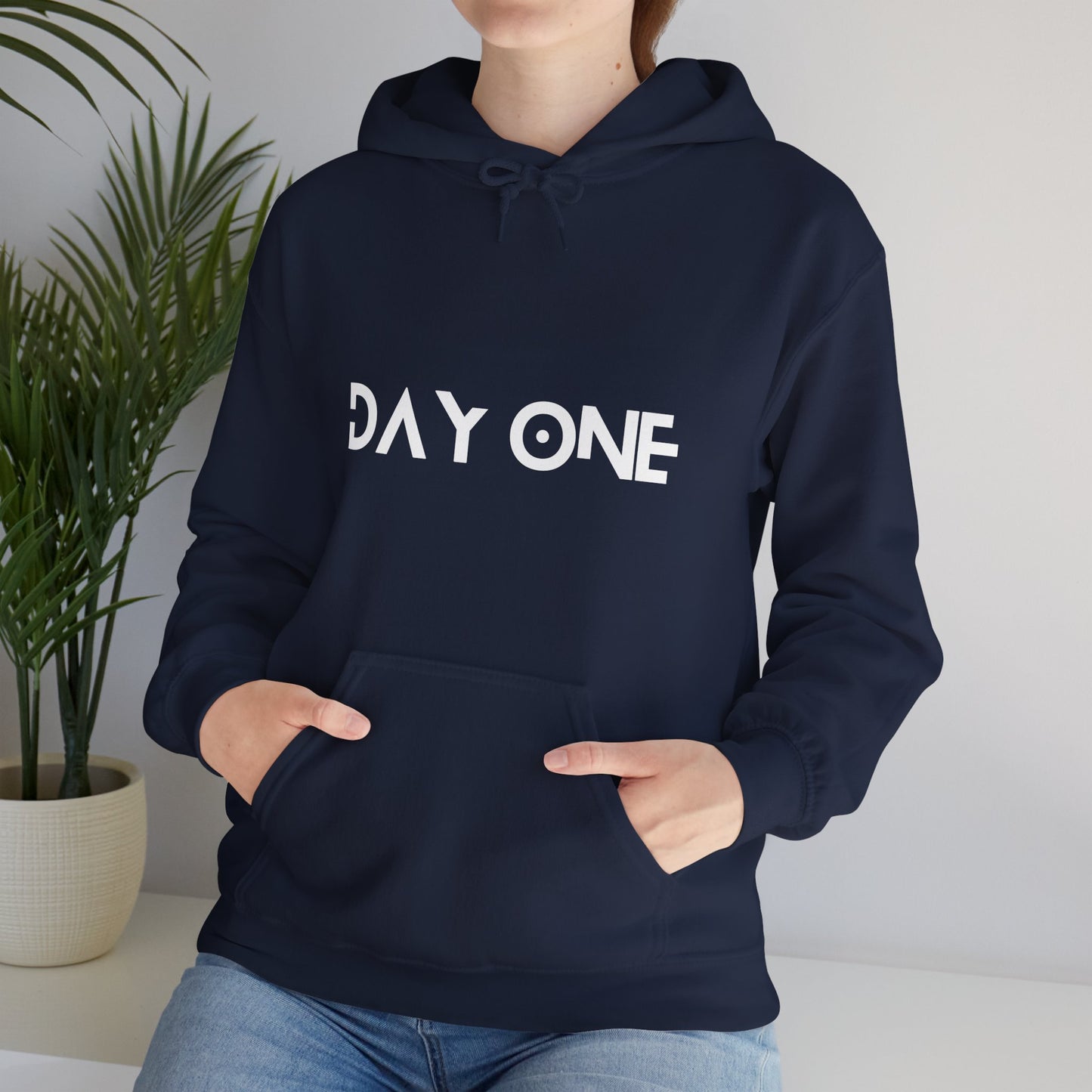 DAY ONE - white text - Hooded Sweatshirt