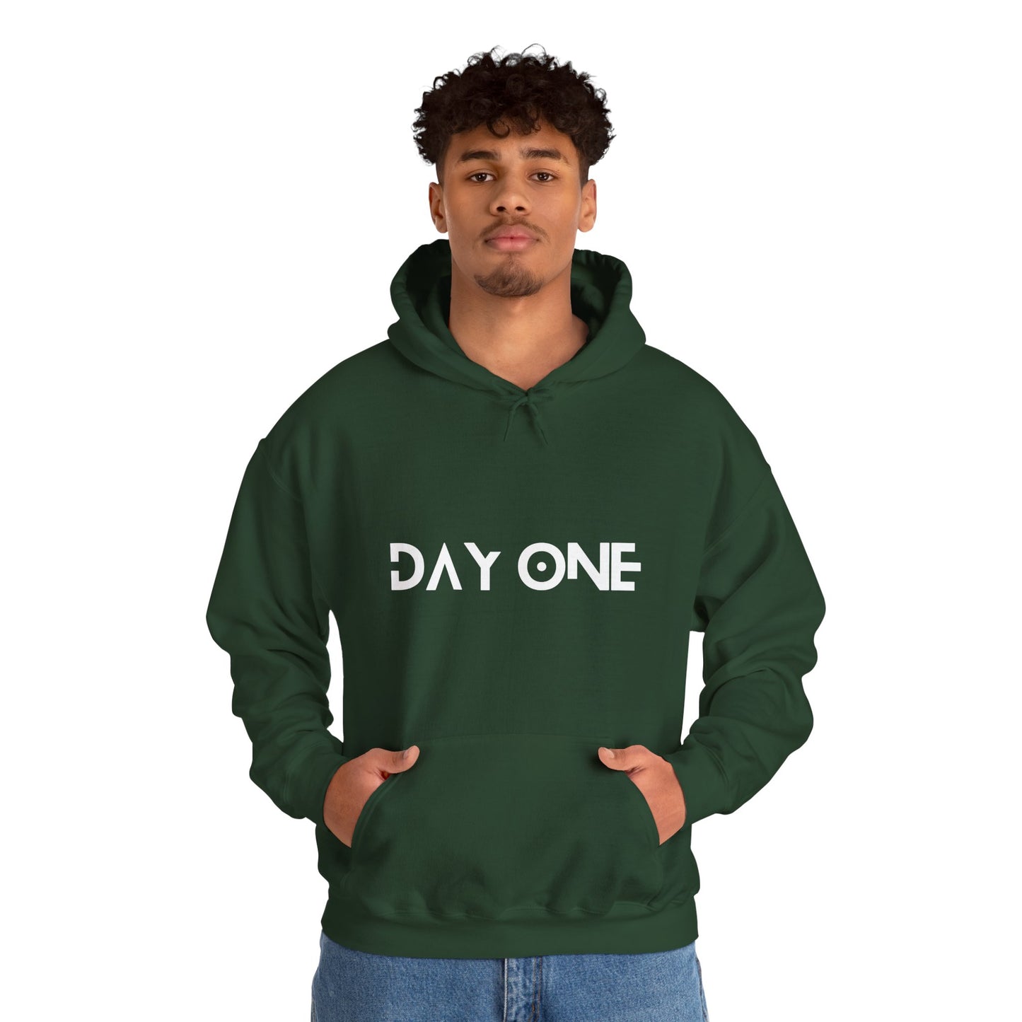 DAY ONE - white text - Hooded Sweatshirt