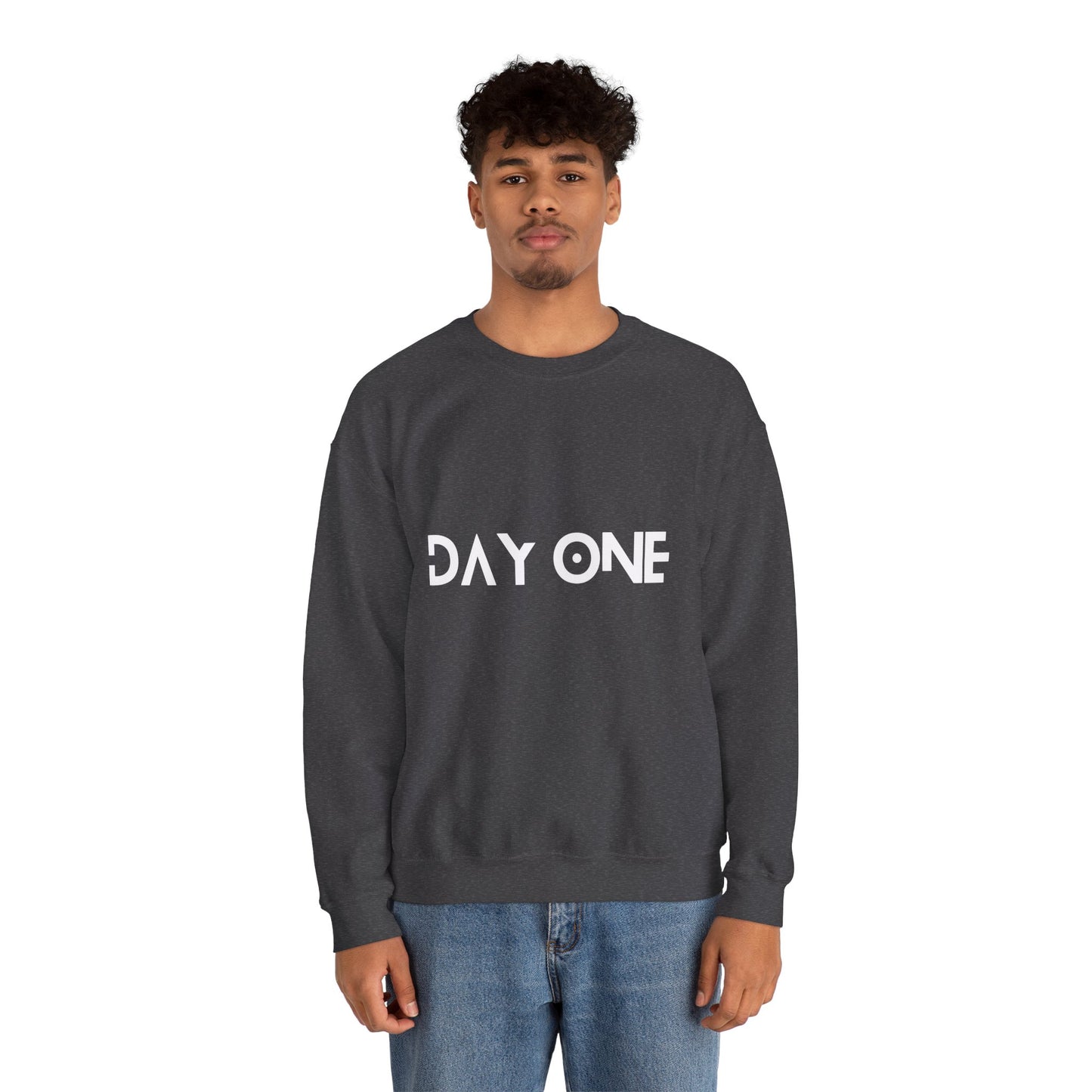 DAY ONE - white text - Crewneck Sweatshirt