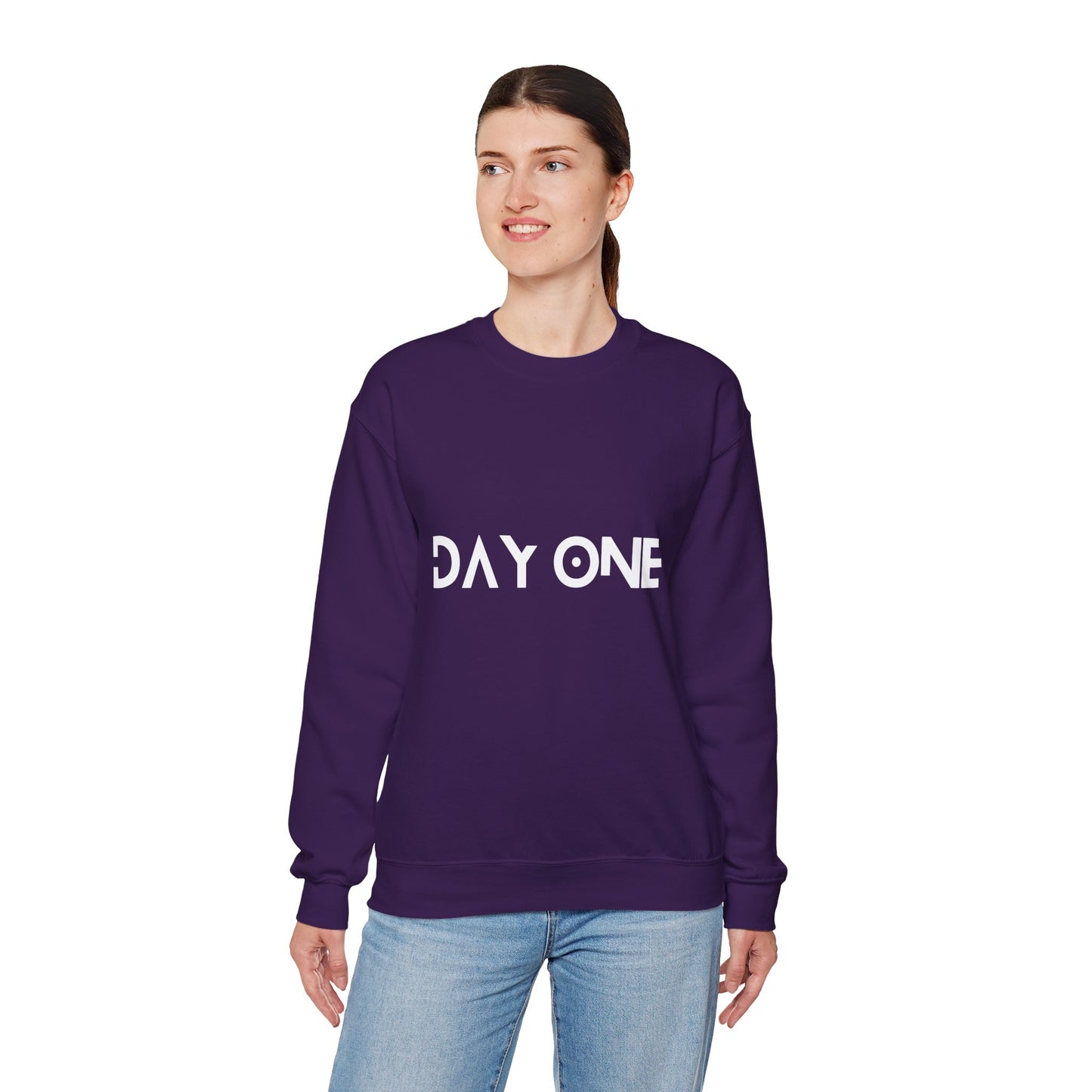 DAY ONE - white text - Crewneck Sweatshirt